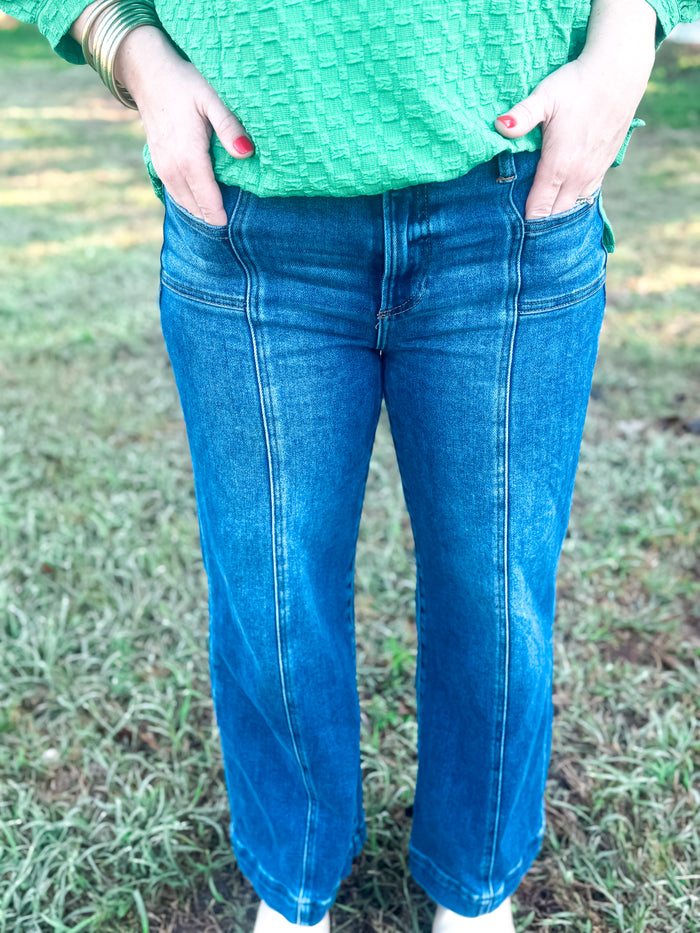 The Dark Daisy Patch Pocket Cropped Jeans