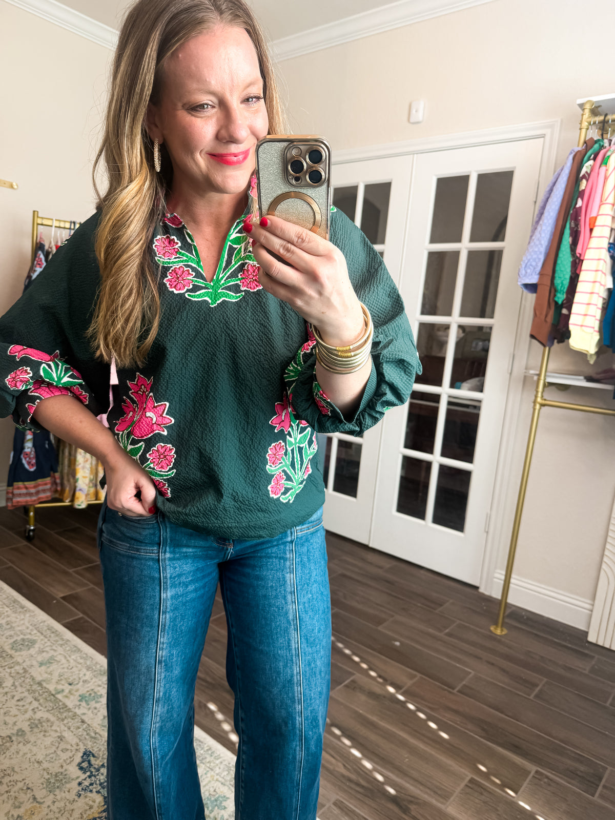 Meadow Muse Hunter Green Blouse