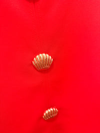 Finley Red Sleeveless Gold Shell Button Top