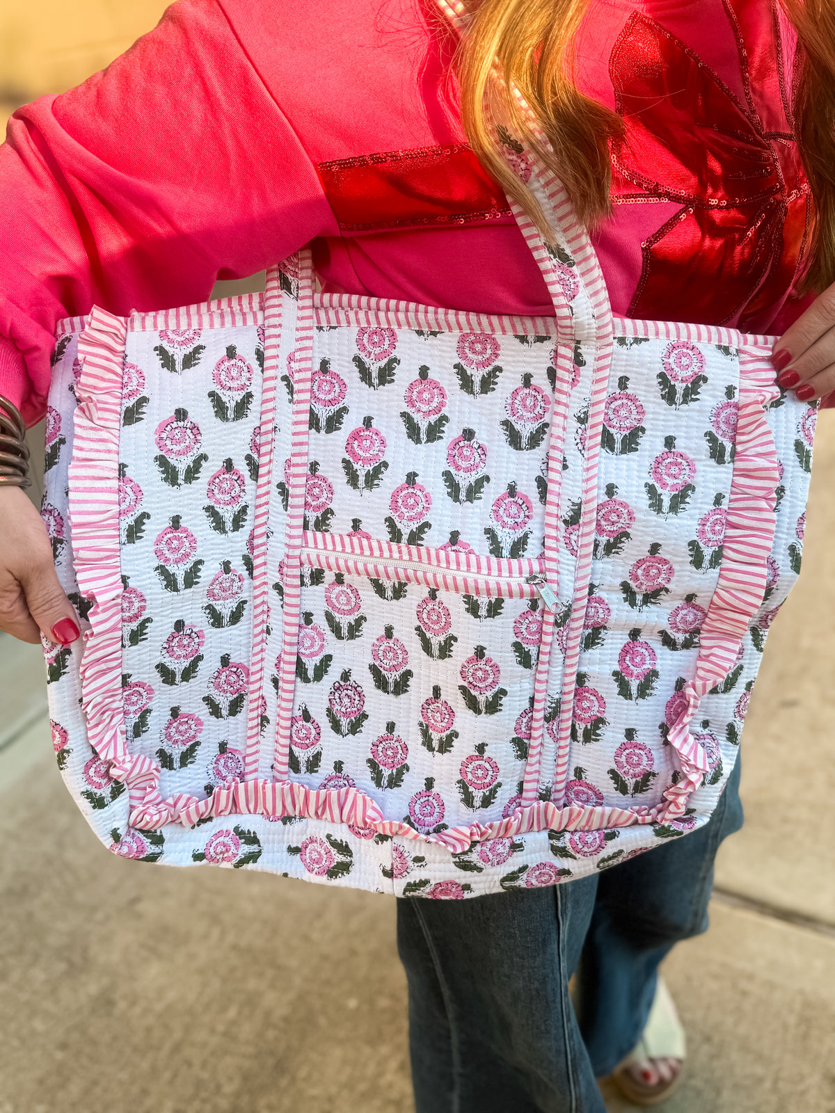 Pink Bloom Quilted Tote