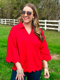 PLUS SIZE - Sweetheart Scallop Top