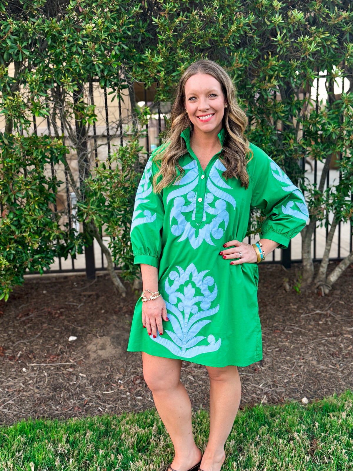 Starting New Kelly Green Embroidered Dress