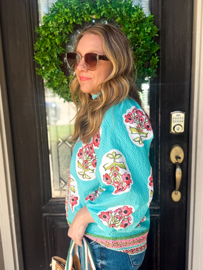 Anna Colorful Blooms Top - EmClaire Lane