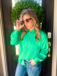 Effortless Emerald Button-Down Top - EmClaire Lane