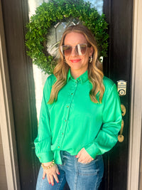 Effortless Emerald Button-Down Top - EmClaire Lane