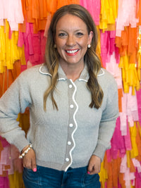 Sweet Scallop Grey Cardigan