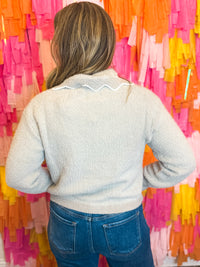 Sweet Scallop Grey Cardigan