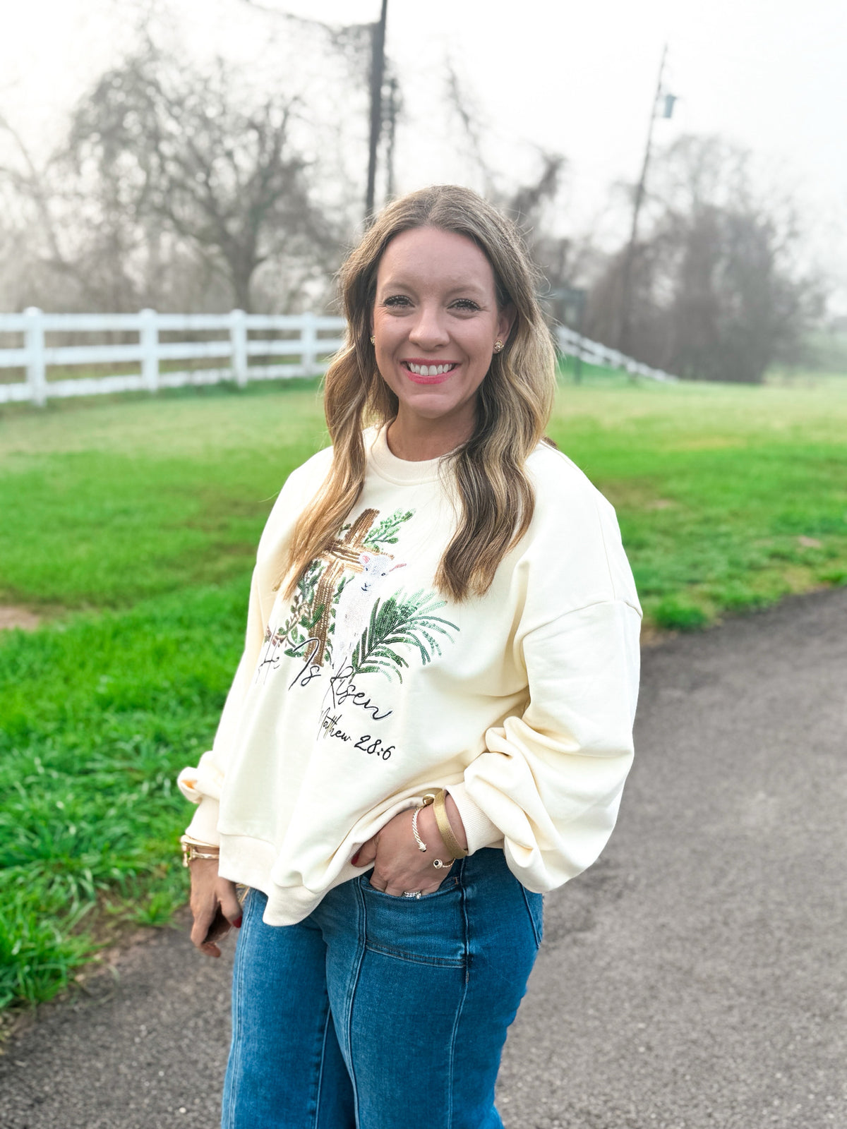 He Is Risen Easter Pullover