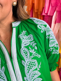 Emerald Ease Embroidery Top