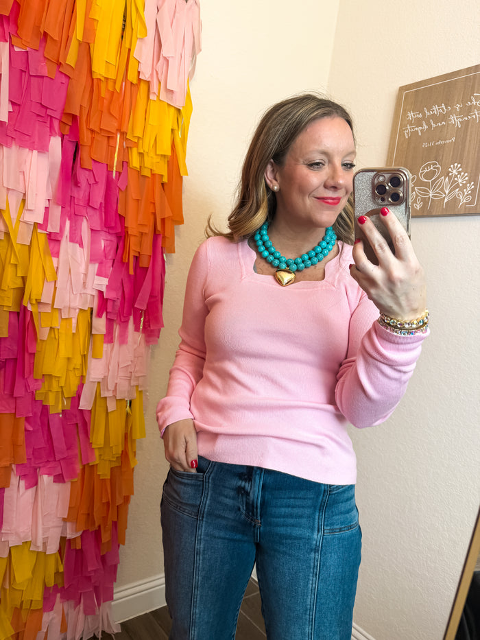 Emmy Lou Scalloped Lightweight Sweater