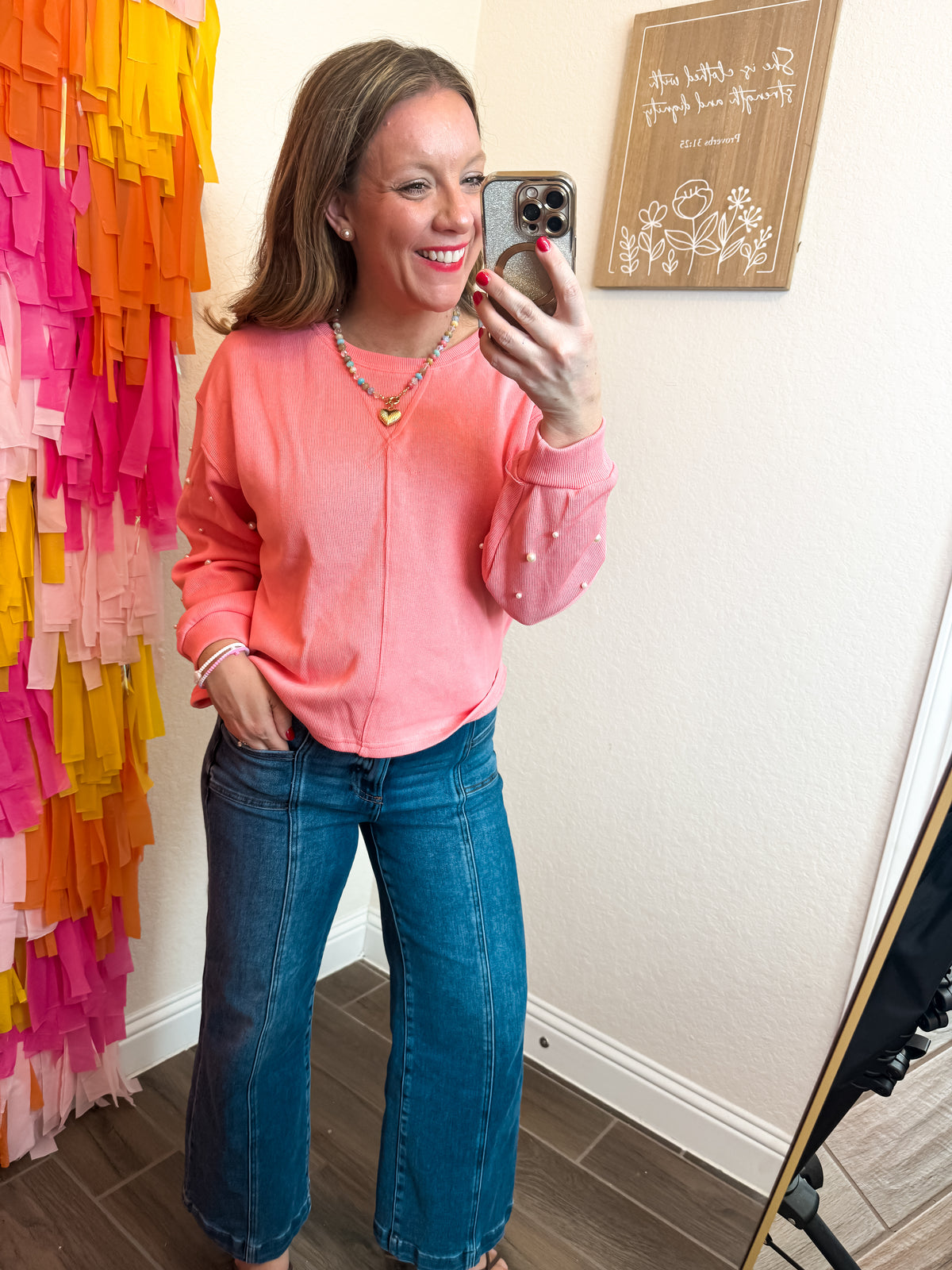 Coral Crush Crewneck Pullover