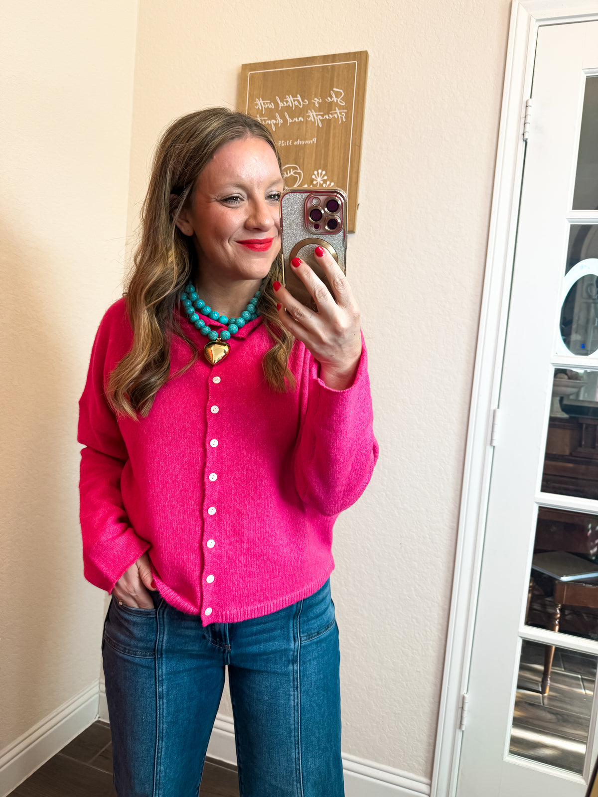 Bold Confidence Button-Front Cardigan