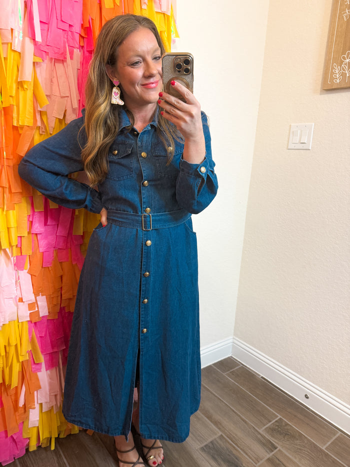 Sutton Belted Denim Dress