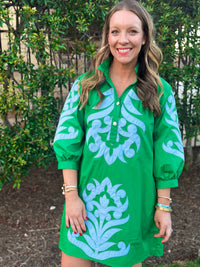 Starting New Kelly Green Embroidered Dress