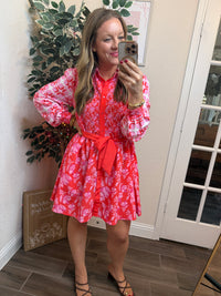 Sweet & Spicy Tomato Red Belted Shirt Dress