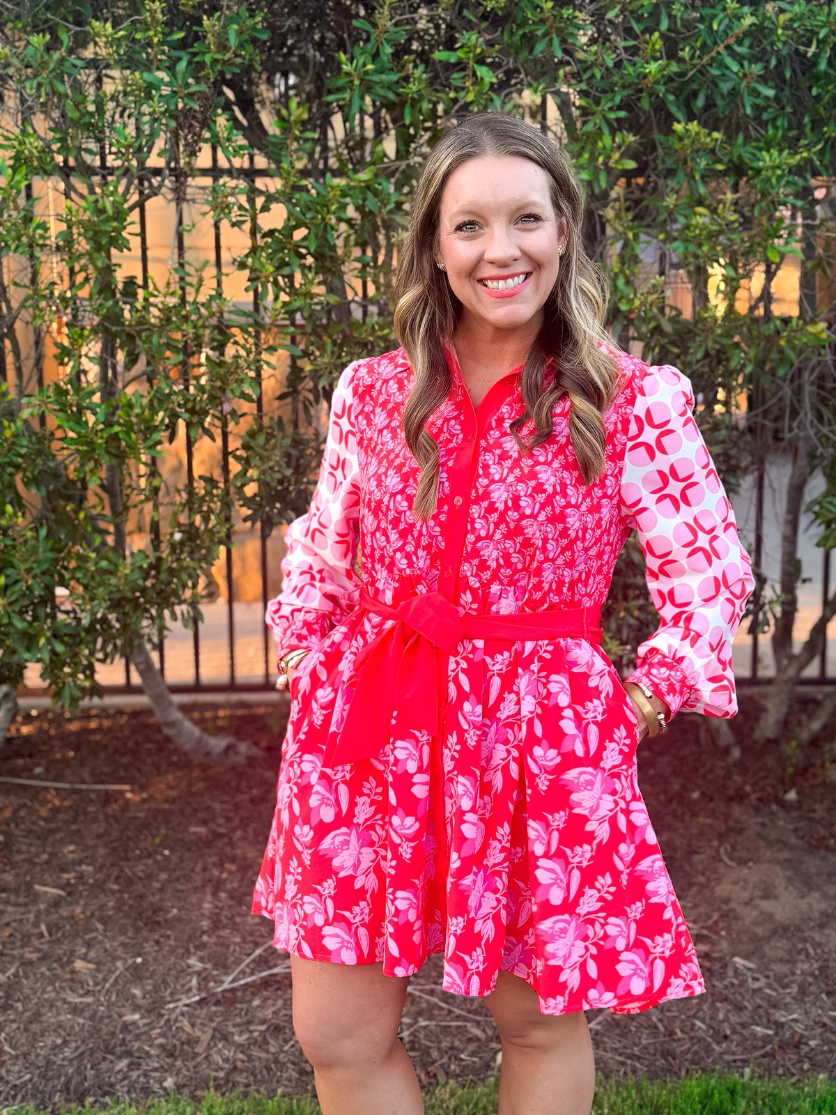 Sweet & Spicy Tomato Red Belted Shirt Dress