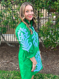 Starting New Kelly Green Embroidered Dress