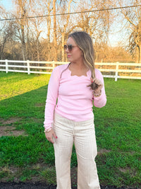 Emmy Lou Scalloped Lightweight Sweater