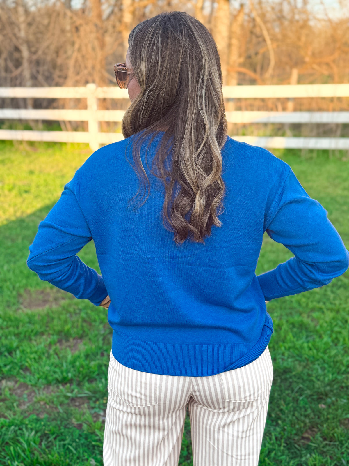 Hallie Royal Crew Neck Lightweight Sweater