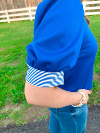 Remember When Royal Stripe Accent Top