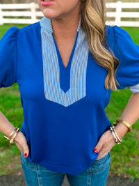 Remember When Royal Stripe Accent Top