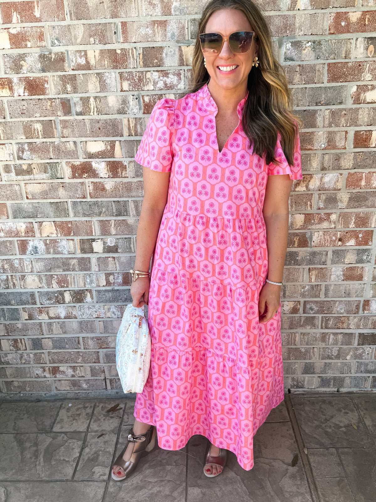 Ivy Dress in Rosette Charm Pink by Mary Square – EmClaire Lane