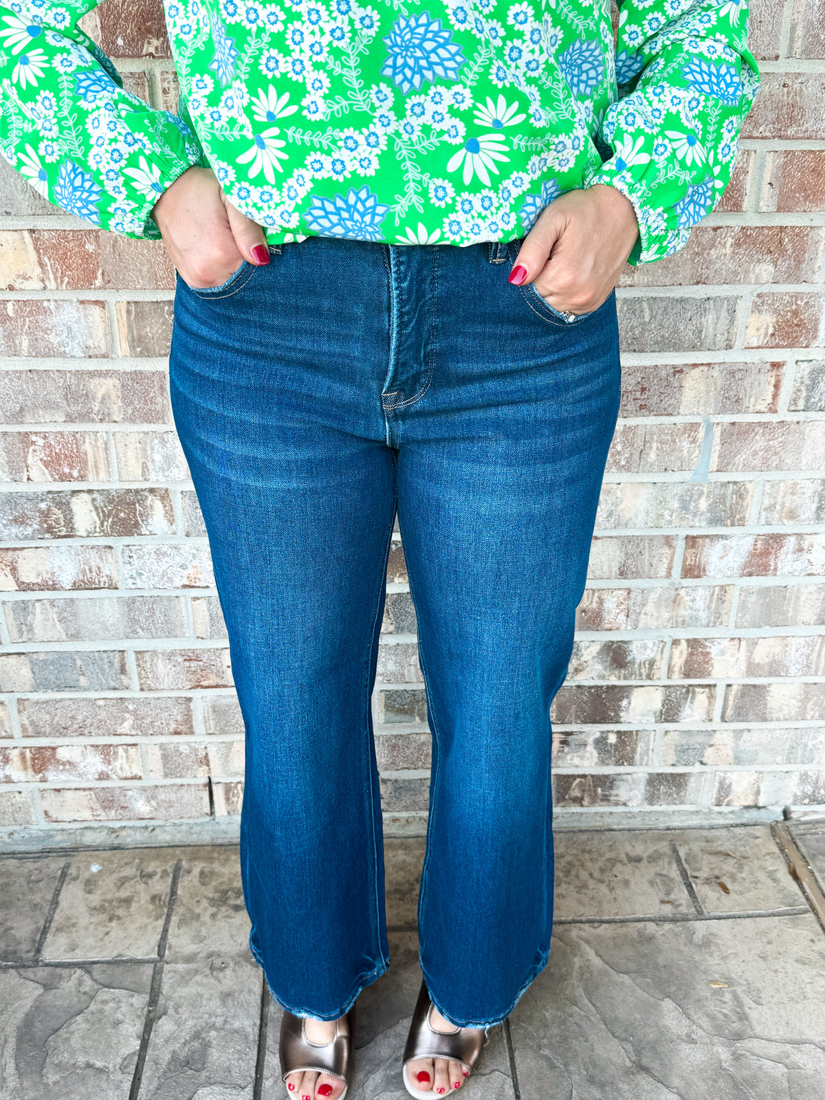 Tummy Control Cropped Wide Leg Jeans by Risen