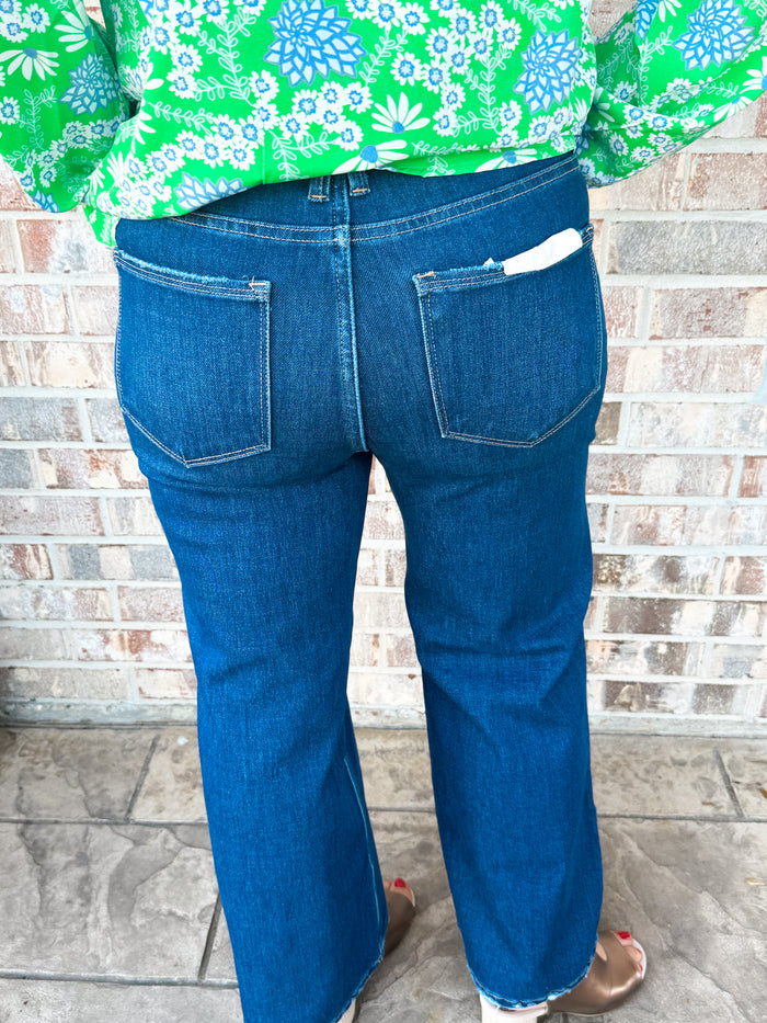 Tummy Control Cropped Wide Leg Jeans by Risen