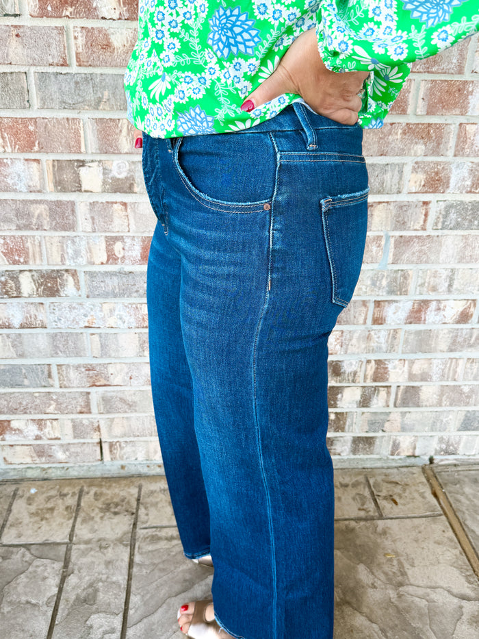 Tummy Control Cropped Wide Leg Jeans by Risen