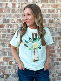 Floral Cross Sequin Tee