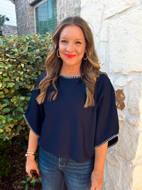 Pop of Color Pullover in Navy