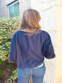 Pop of Color Pullover in Navy