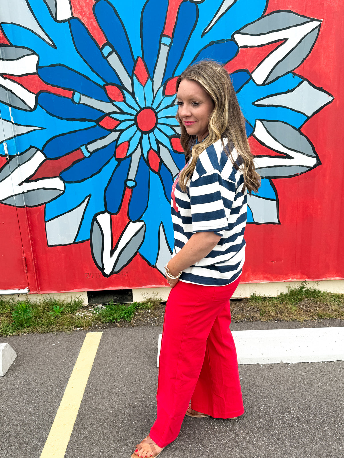 USA Striped Cotton Graphic Tee