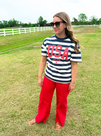 USA Striped Cotton Graphic Tee