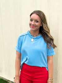 Riley Ribbed Tee in Hyacinth