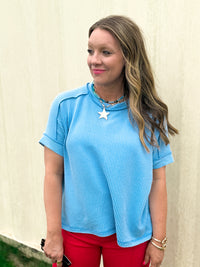 Riley Ribbed Tee in Hyacinth
