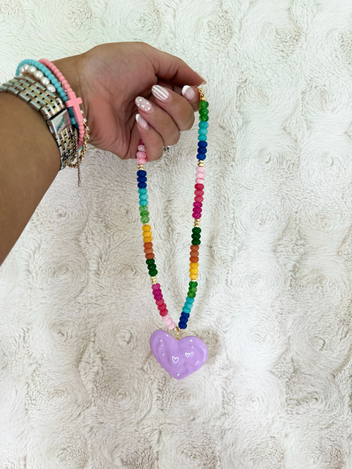 Rainbow Heart Pendant Necklace