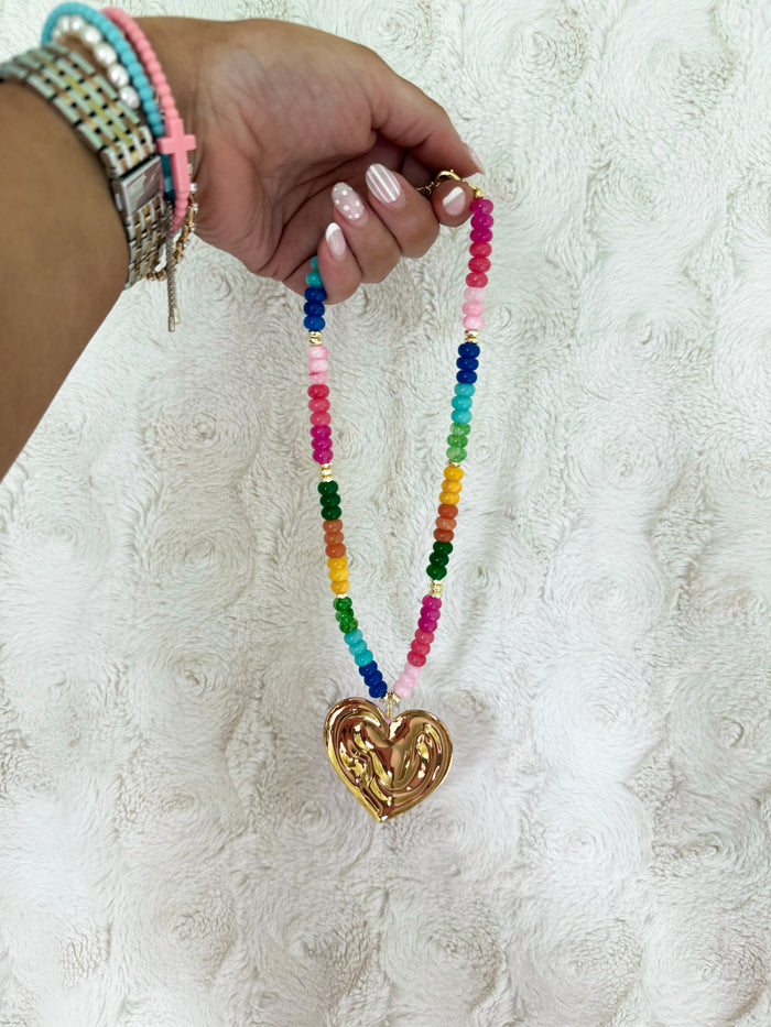Rainbow Heart Pendant Necklace