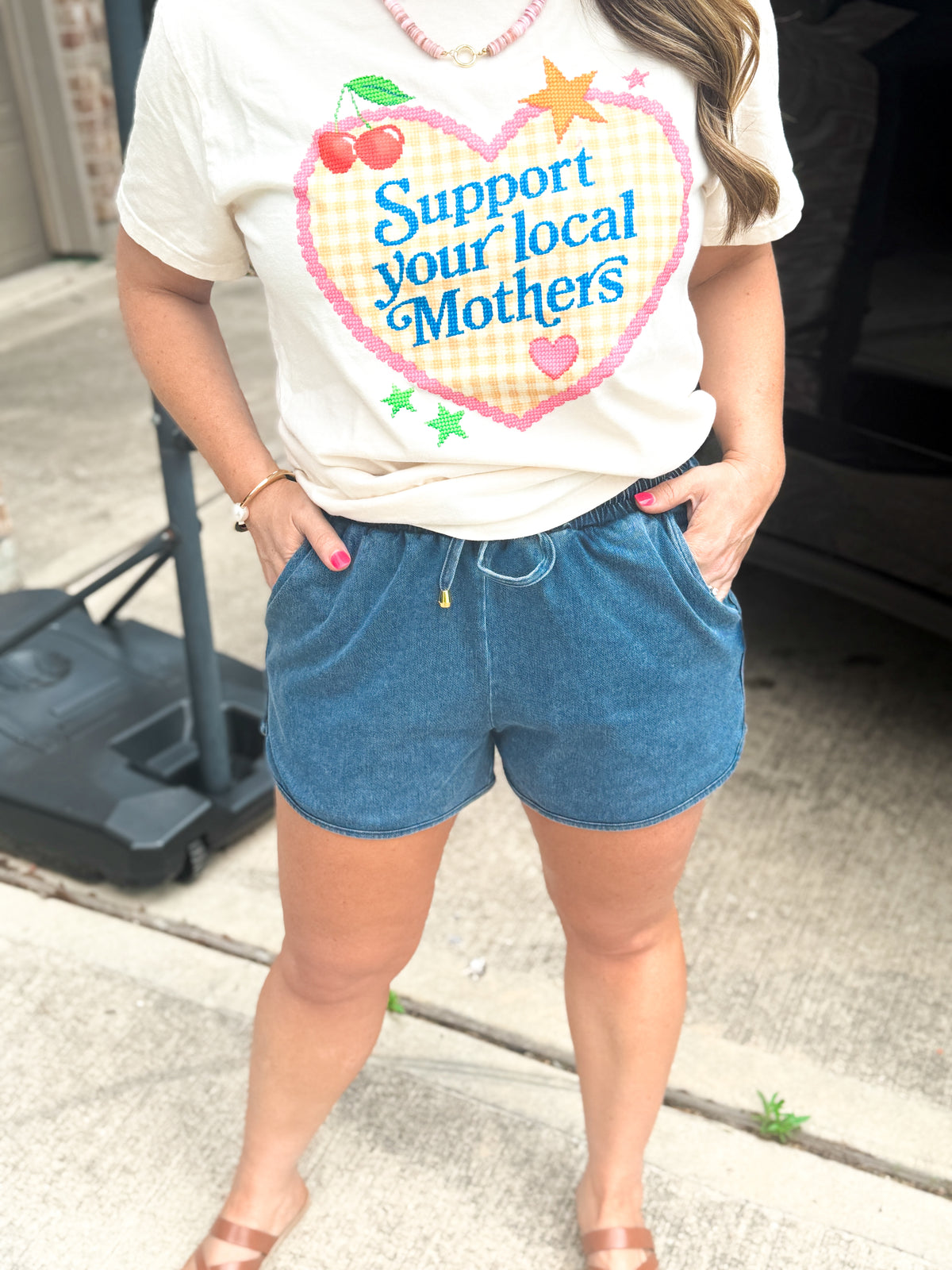 Blue Clear Sky Denim-Lookalike Shorts