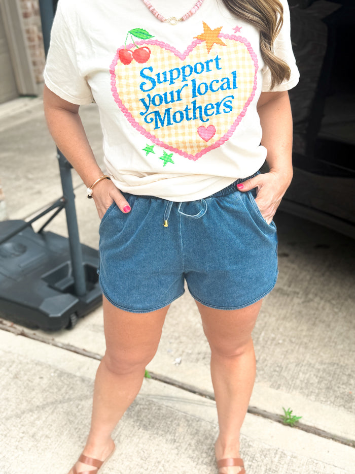 Blue Clear Sky Denim-Lookalike Shorts