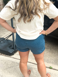 Blue Clear Sky Denim-Lookalike Shorts