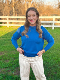 Hallie Royal Crew Neck Lightweight Sweater