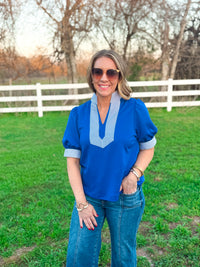 Remember When Royal Stripe Accent Top