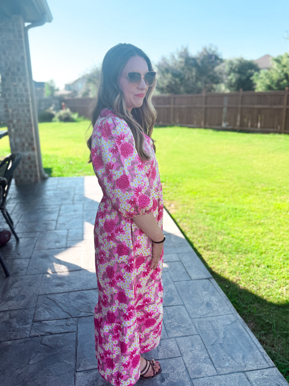 Riley Dress in Daisy Chain Pink