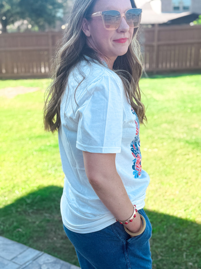 Stars & Stripes Floral Graphic Tee