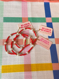 Beaded Blondes Red & Pearl Stretch Bracelet