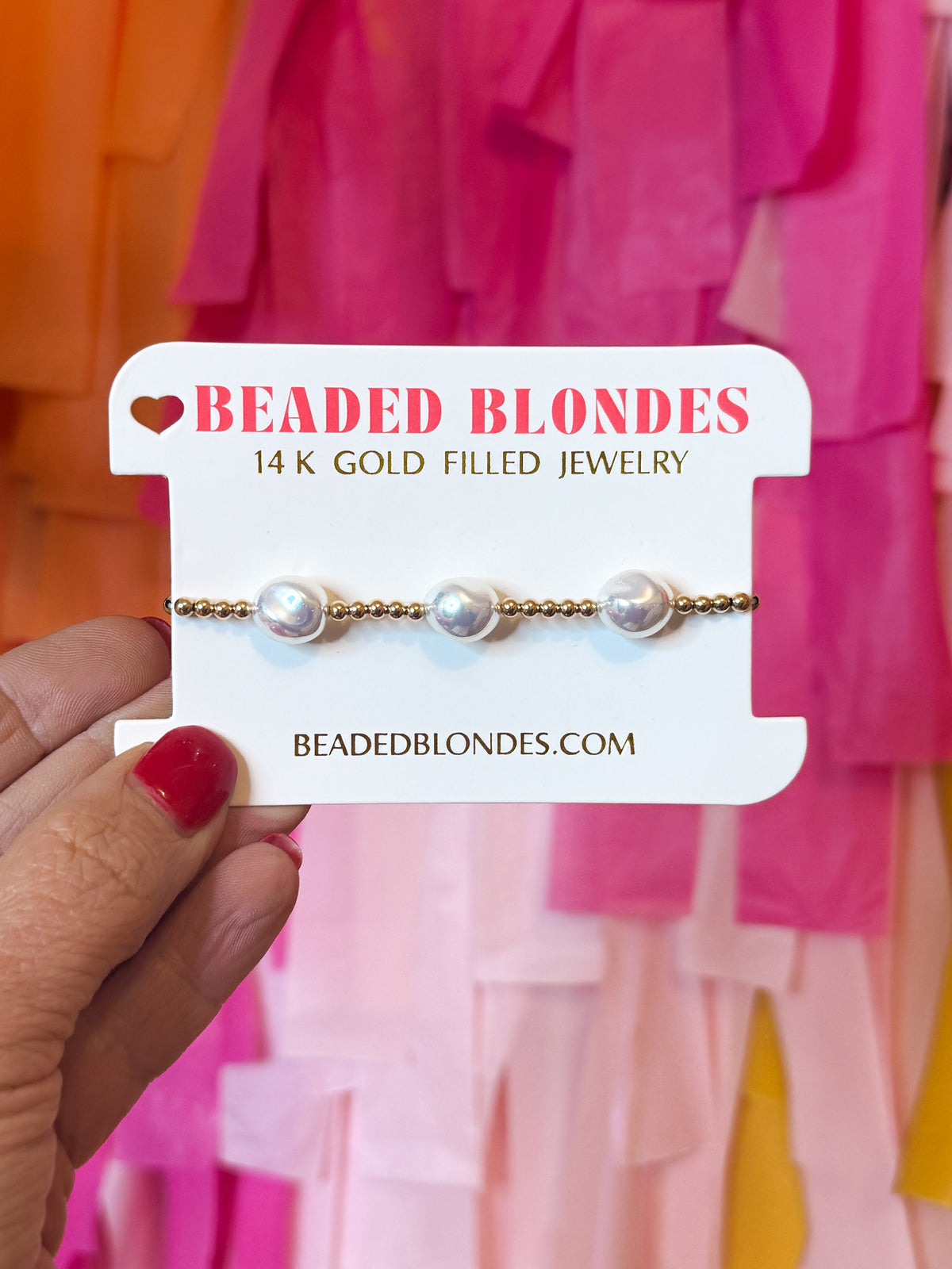 Beaded Blondes Gold & Pearl Stretch Bracelet