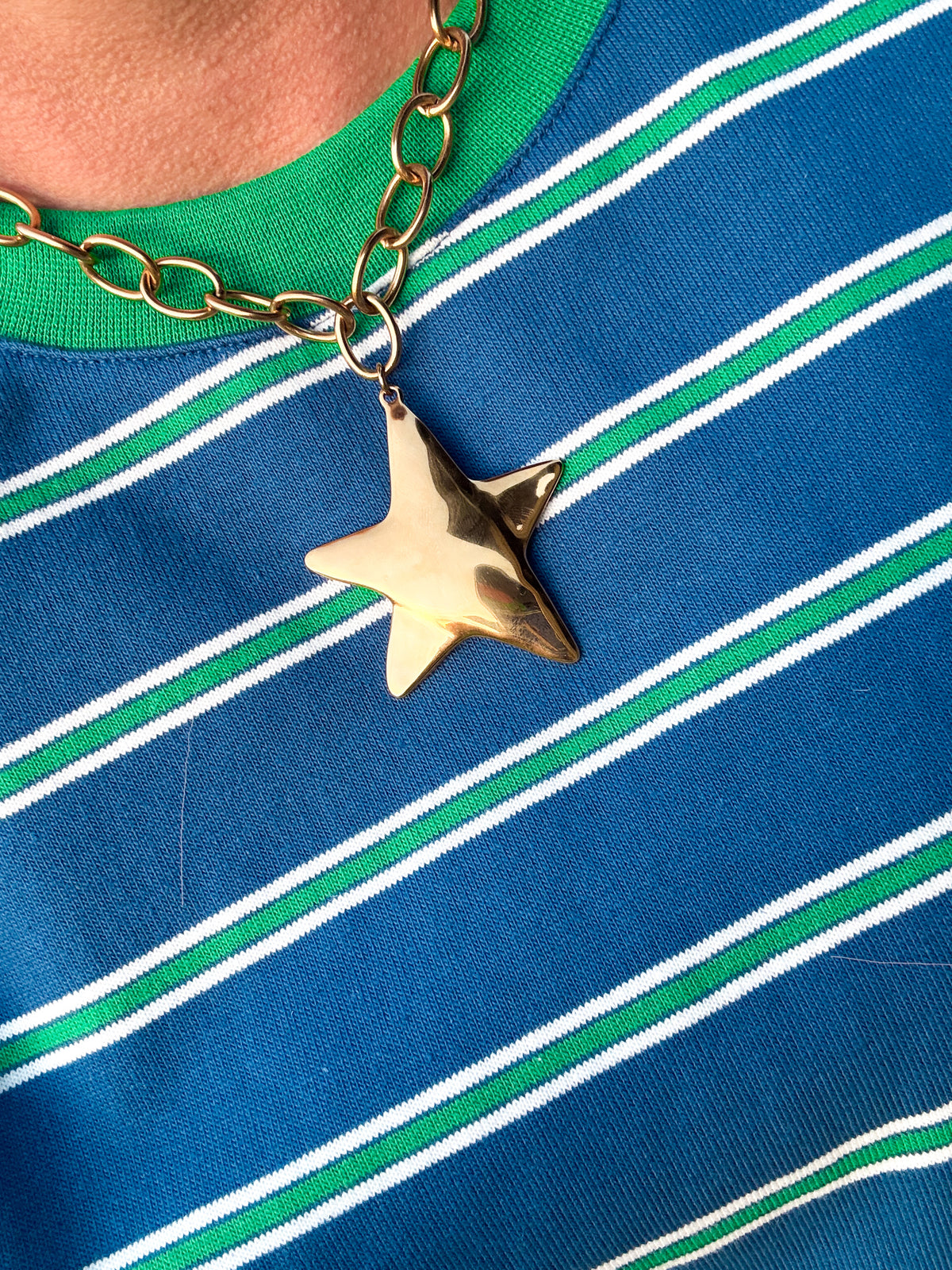 Gold Star Chain Necklace by Chansutt Pearls