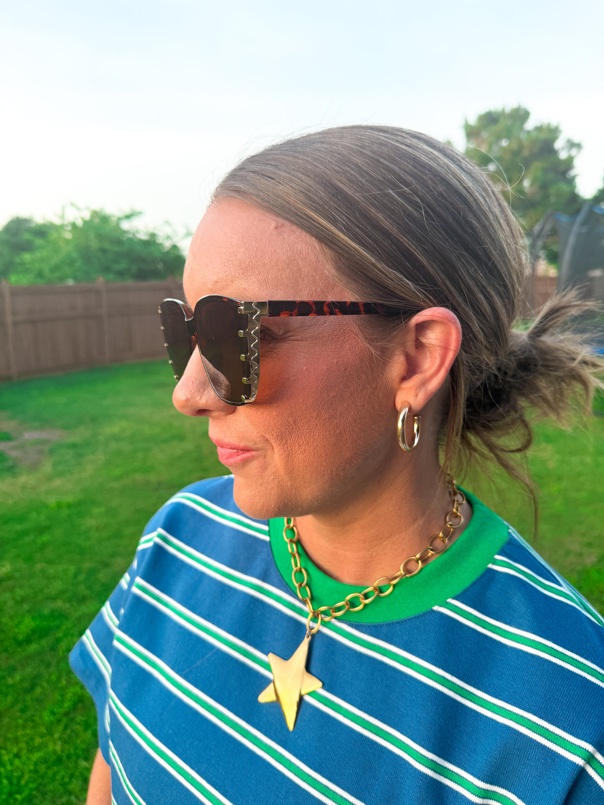 Gold Stitch Oversized Sunglasses (2Color Options)