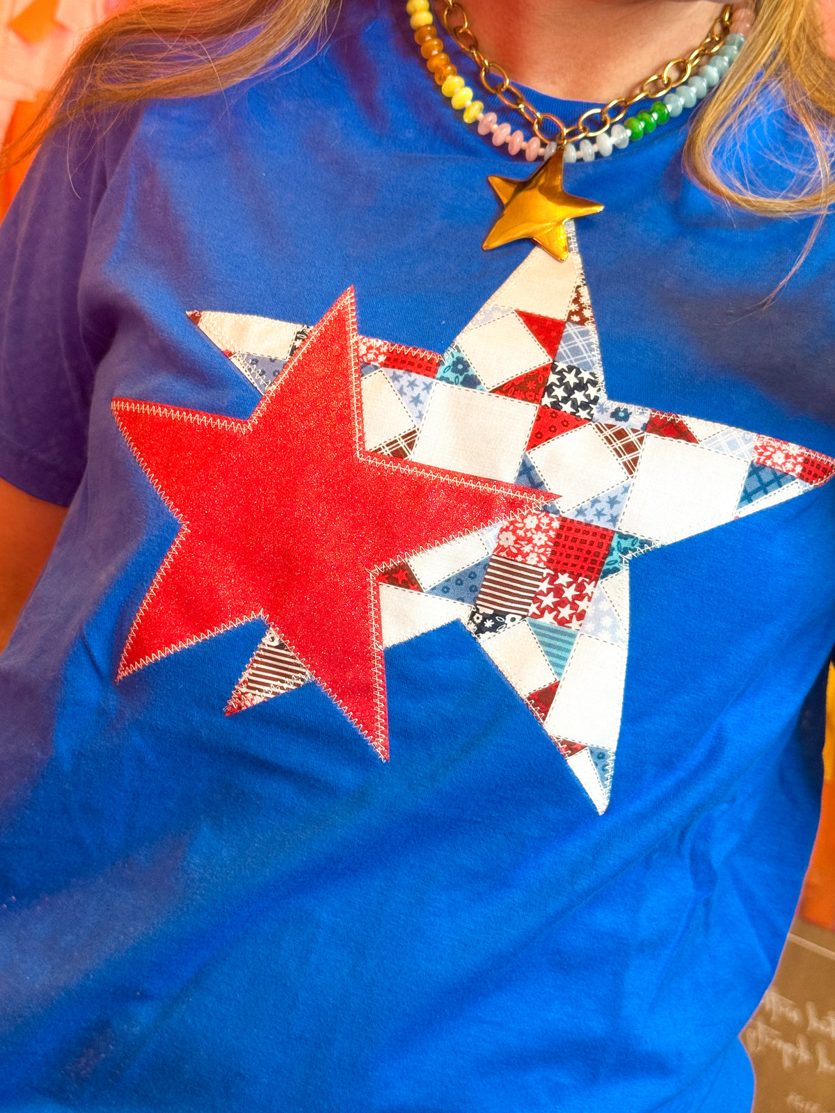 Patchwork Star Patriotic Tee